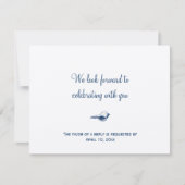 Hochzeitskapselantwort in Navy-Blue-Seashell-UAWG RSVP Karte (Vorderseite)