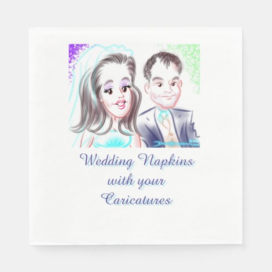 Hochzeitskarikatur Napkins Serviette (Vorderseite)