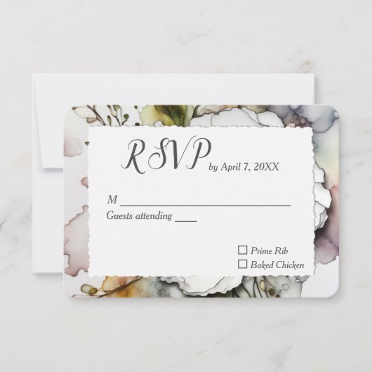 Hochzeitskarnation im Alkoholfarbendesign RSVP Karte (Vorderseite)