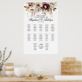 Hochzeitskarte 12 Tische, bordeauxfarbene Ponys Poster (Küche)