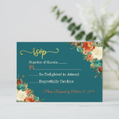 Hochzeitskarte - Aquamarin & orange RSVP Karte (Stehend Vorderseite)