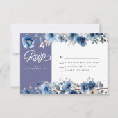 Hochzeitskarte Blau und Weiß RSVP Karte (Vorderseite)