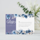 Hochzeitskarte Blau und Weiß RSVP Karte (Stehend Vorderseite)