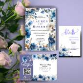 Hochzeitskarte Blau und Weiß RSVP Karte