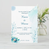 Hochzeitskarte Blauer Blumen Einladung (Stehend Vorderseite)