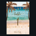 Hochzeitskarte boho Strand tropisch Tischnummer<br><div class="desc">Eine schöne, koordinierende Tischnummer, um diese Reihe von tropischen Paradies Strand Thema Hochzeitsfeier. Ideal für Hochzeiten im Sommer und am Strand! Einfache Bearbeitung der Textfelder (vorne und hinten) mit Ihren Namen und Datum usw. Besuchen Sie jetzt meinen Shop und sehen Sie sich das komplette Sortiment an Aufklebern, Einladungen, Brautparty-Shirts etc....</div>