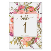 Hochzeitskarte boho Wildblume pink Tischnummer (Rückseite)