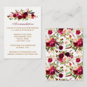 Hochzeitskarte - Burgunder Blütenblüte, Federn Begleitkarte (Vorne/Hinten)