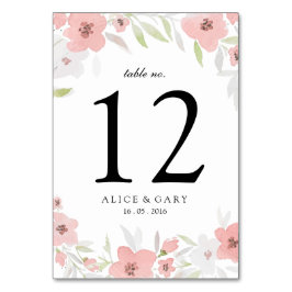 Hochzeitskarte der rosafarbenen Tischnummer