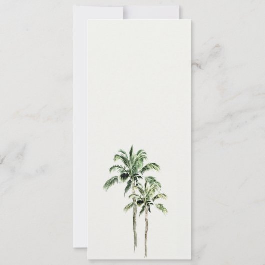 Hochzeitskarte des rustikalen Tropical Beach Palm  Einladung (Rückseite)