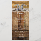 Hochzeitskarte des rustikalen Westerns Menükarte (Vorderseite)