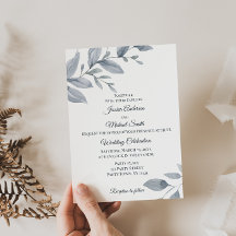 Hochzeitskarte "Dusty Blue Greenery Watercolor"