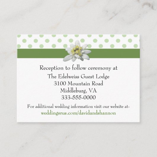 Hochzeitskarte Edelwiess und Polka Dots Begleitkarte (Vorderseite)