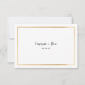 Hochzeitskarte | einfacher Goldrahmen Einladung (Rückseite)