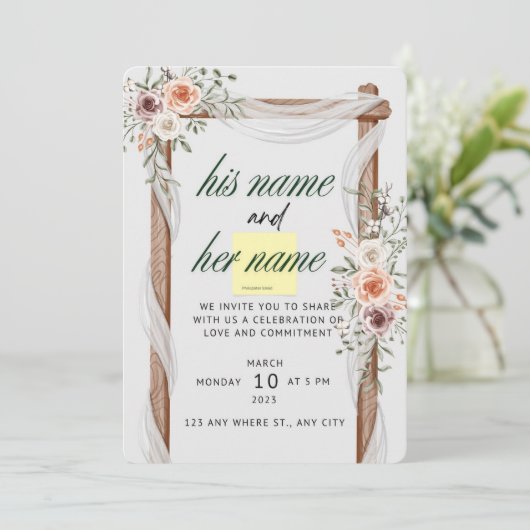 Hochzeitskarte Einladung (Stehend Vorderseite)