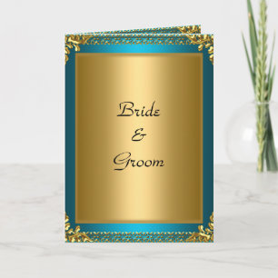 Hochzeitskarte Einladung Gold Teal
