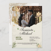 Hochzeitskarte elegant mit Bild Einladung (Vorne/Hinten)