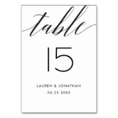 Hochzeitskarte, elegant, schwarz, weiß tischnummer (Rückseite)