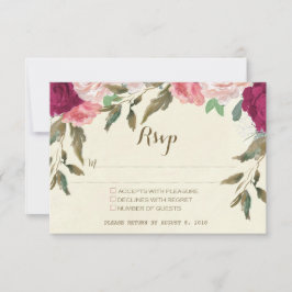 Hochzeitskarte Elfenbeinbordeur RSVP Karte