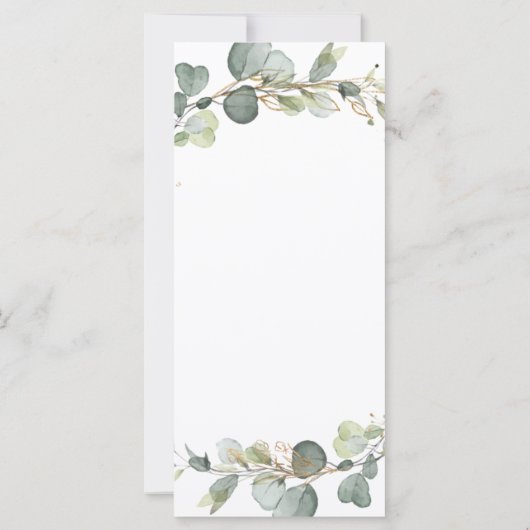 Hochzeitskarte Eukalyptus Greenery Sukkulent (Rückseite)