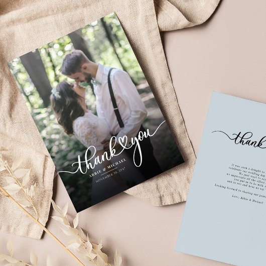 Hochzeitskarte Foto mit handgeschriebenem Dankesch Mitteilungskarte