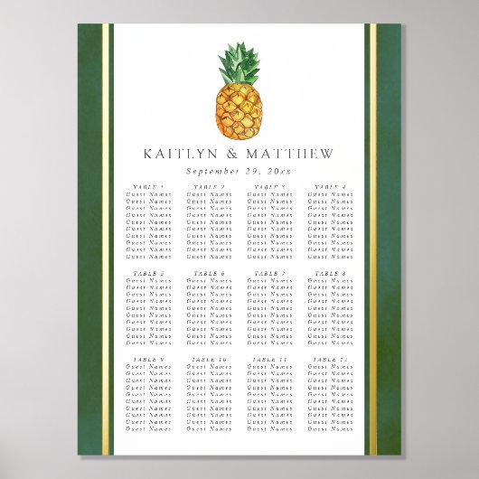 Hochzeitskarte für Ananas Foliendrucke (Vorderseite)