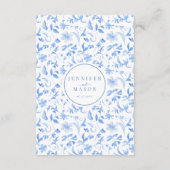 Hochzeitskarte für Blaues Folkloreblütenporzellan Begleitkarte (Rückseite)