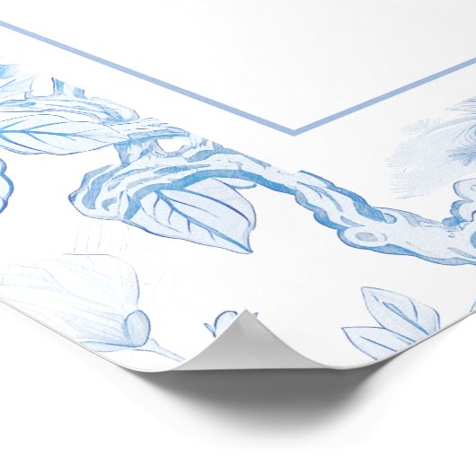 Hochzeitskarte für Blauporzellan Poster (Ecke)