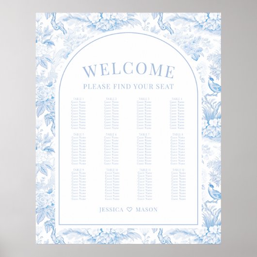 Hochzeitskarte für Blauporzellan Poster (Vorne)