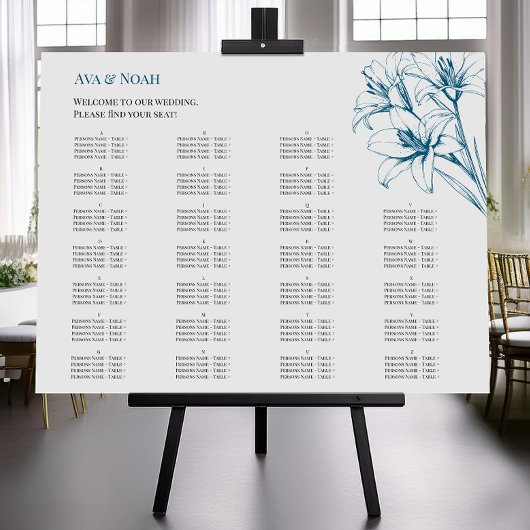 Hochzeitskarte für Blue Lily Kontur Poster