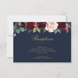 Hochzeitskarte für Blume der Marine und Bordeaux RSVP Karte