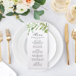 Hochzeitskarte für Blumenblätter Menükarte<br><div class="desc">Eine elegante Hochzeitskarte mit wildem,  grünem Blattwerk in Aquarell und rosa Blume. Es ist ideal für Frühjahrshochzeiten,  Hochzeiten im Sommer,  Hochzeiten am Strand und ähnliche Veranstaltungen. Für eine erweiterte Anpassung dieses Designs,  klicken Sie bitte auf den Button "Anpassen" oben! Matching-Elemente sind ebenfalls verfügbar.</div>