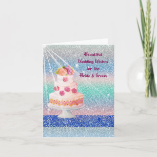 Hochzeitskarte für Braut und Bräutigam mit Kuchen Dankeskarte