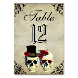 Hochzeitskarte für Bride & Groom Skull Tischnummer