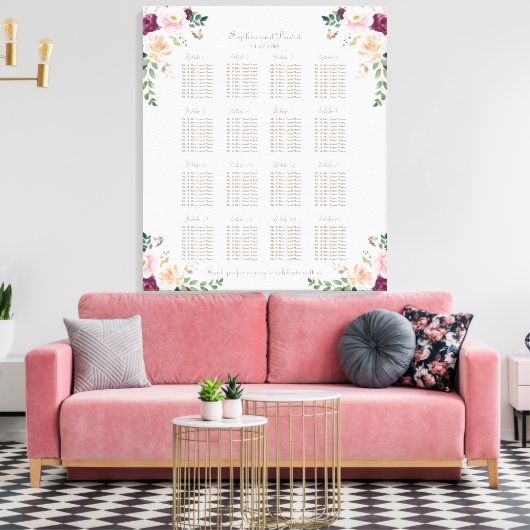 Hochzeitskarte für Burgund Pink Saffron Leinwanddruck (Insitu (Wohnzimmer))