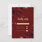 Hochzeitskarte für Burgund und Gold-Rose RSVP Karte (Vorderseite)