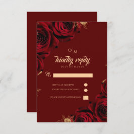 Hochzeitskarte für Burgund und Gold-Rose RSVP Karte