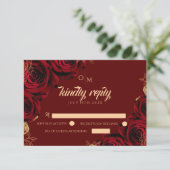 Hochzeitskarte für Burgund und Gold-Rose RSVP Karte (Stehend Vorderseite)