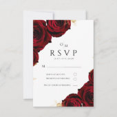 Hochzeitskarte für Burgund und Gold-Rose RSVP Karte (Vorderseite)