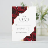 Hochzeitskarte für Burgund und Gold-Rose RSVP Karte (Stehend Vorderseite)