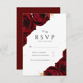 Hochzeitskarte für Burgund und Gold-Rose RSVP Karte