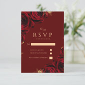 Hochzeitskarte für Burgund und Gold-Rose RSVP Karte (Stehend Vorderseite)