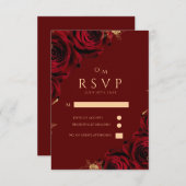 Hochzeitskarte für Burgund und Gold-Rose RSVP Karte (Vorne/Hinten)