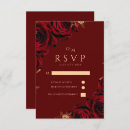 Hochzeitskarte für Burgund und Gold-Rose RSVP Karte