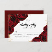 Hochzeitskarte für Burgund und Gold-Rose RSVP Karte (Vorne/Hinten)
