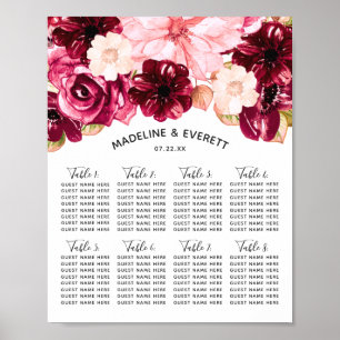 Hochzeitskarte für Burgund und Rosa Poster