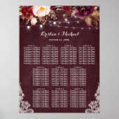 Hochzeitskarte für Burgunder Blumenlampen Poster (Vorne)