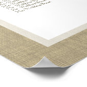 Hochzeitskarte für Burlap- und antike Weiße Bow Poster (Ecke)