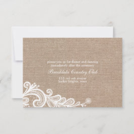 Hochzeitskarte für Burlap und Lace Einladung