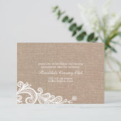 Hochzeitskarte für Burlap und Lace Einladung (Stehend Vorderseite)